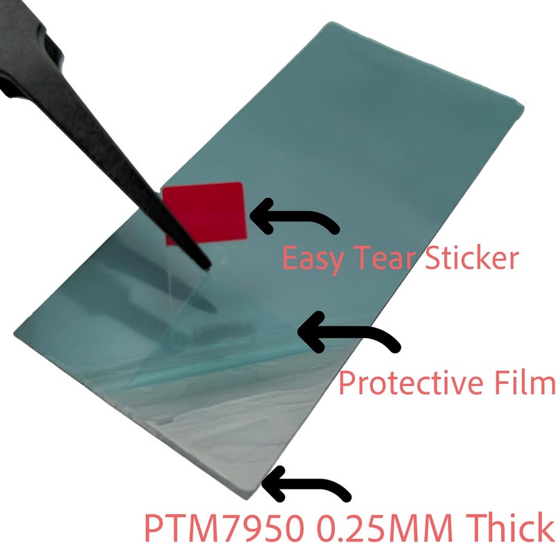 QUAINTBYTE PTM7950 Thermal Pad Phase Change Material, 3.15 x 1.57 x 0.01in, 0.25mm Thick, 8.5W/mK, for CPU, GPU, Heatsink, PS5, Steam Deck, SSD (80x40x0.25mm) - Image 2
